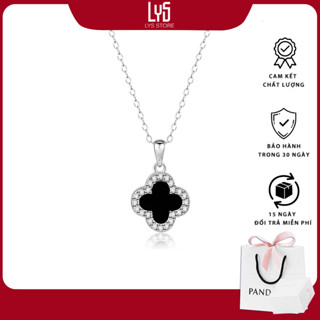 Dây chuyền bạc nữ Lys cỏ bốn lá bạc ta Fullbox hộp PAN đầy đủ phụ kiện PAN- 6318