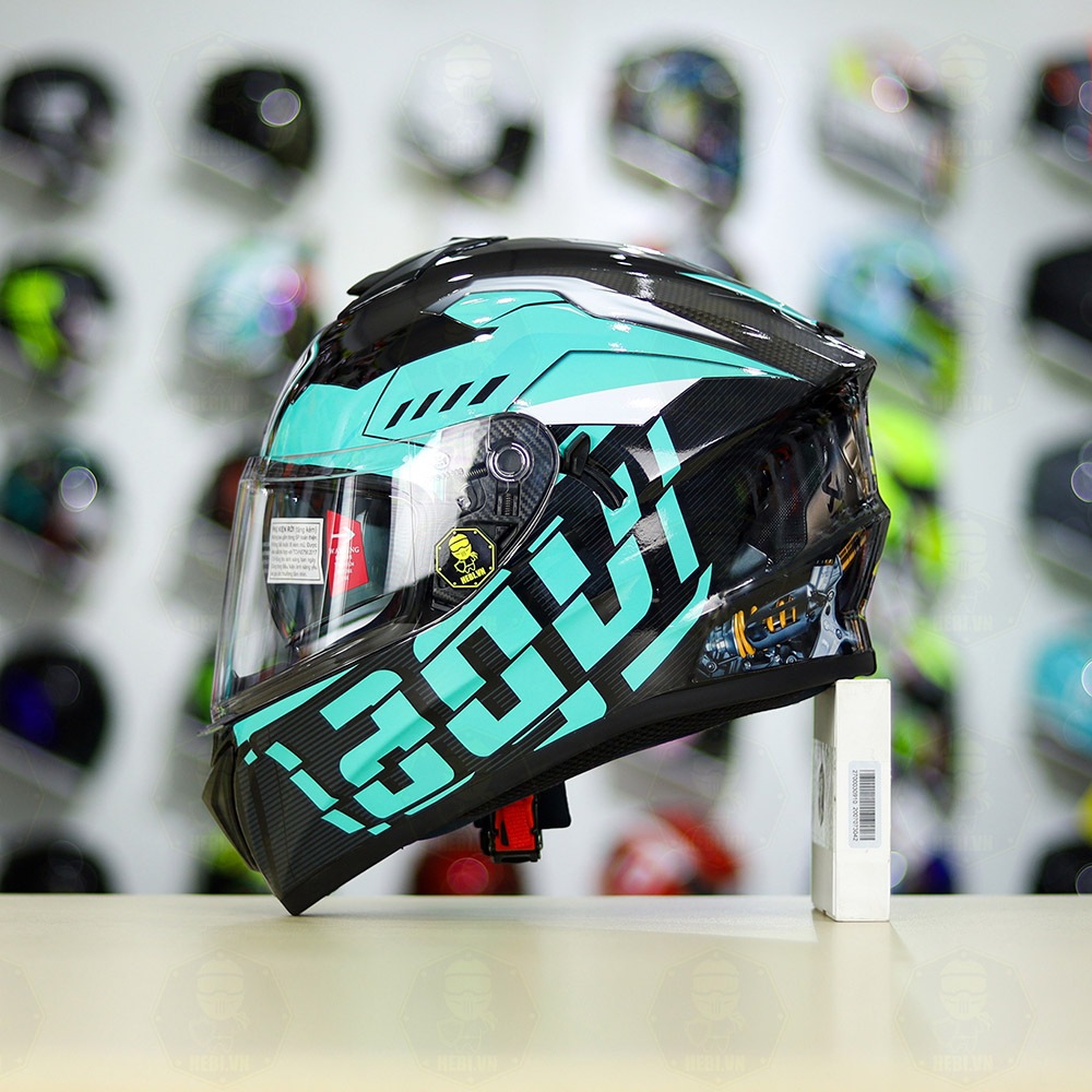 Mũ Fullface 2 kính Yohe 981 Dán Tem Decal AGV Myth Xanh Ngọc Version 2