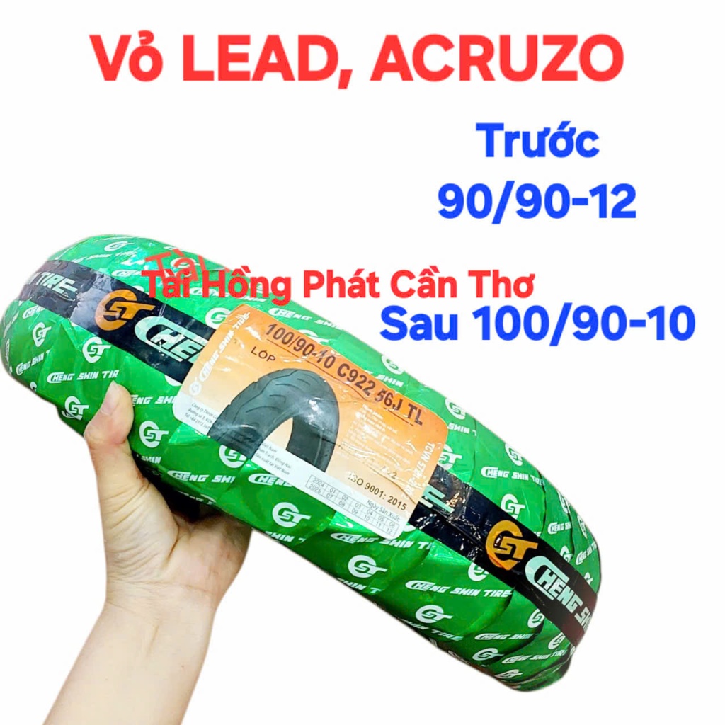 Vỏ Chengshin Gai C922 Gắn xe Lead TRƯỚC 90/90-12, SAU 100/90-10 - vỏ KHÔNG RUỘT Chính Hãng