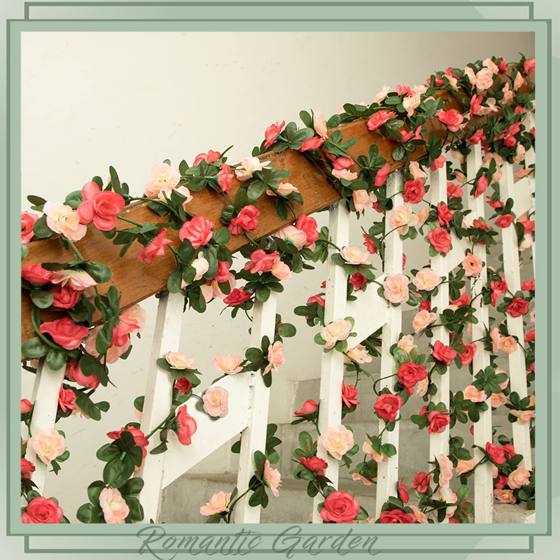 Dây Hoa Hồng Nhân Tạo 2.2m Bằng Lụa Trang Trí Tường Nhà / Tiệc Cưới / Khách Sạn