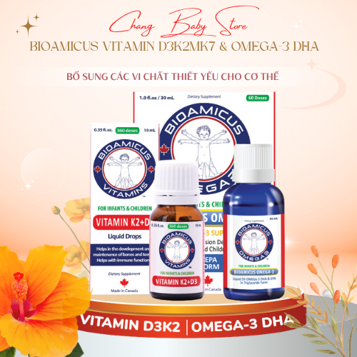 Bộ Đôi Cho Bé - BioAmicus Vitamin D3K2MK7 & BioAmicus Omega-3 DHA + quà