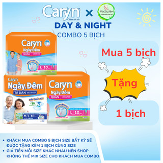 [MUA 5 TẶNG 1] Combo 5 bịch bỉm Caryn Ngày & Đêm dán/quần dành cho người già và phụ nữ sau sinh, người sau phẫu thuật