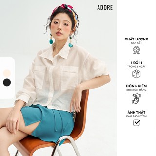 513SH0004 - Áo Sơ mi basic tơ dáng crop 2 màu đen /trắng ADORE DRESS