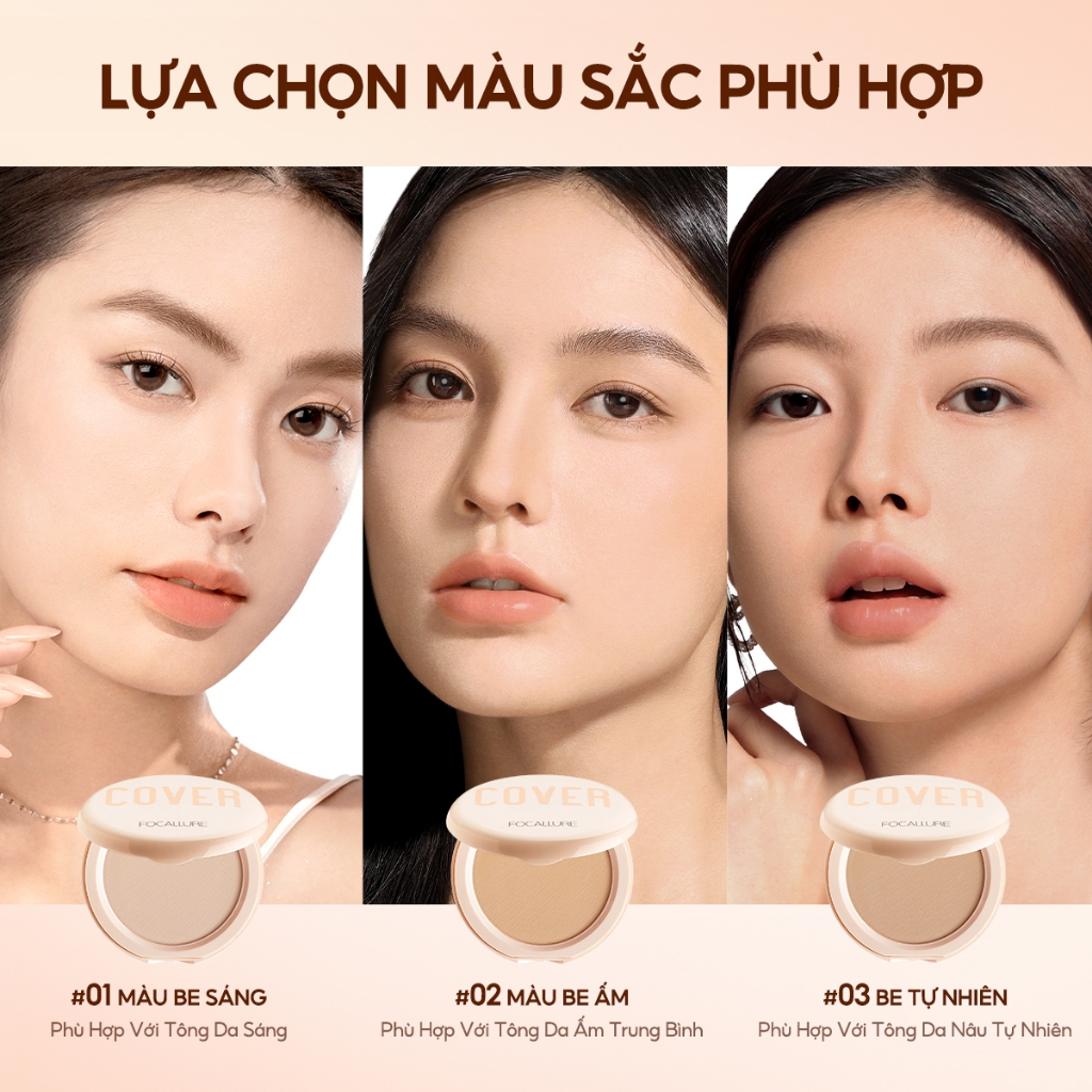 FOCALLURE Phấn phủ lì dạng nén che khuyết điểm hoàn hảo cùng Vitamin C 6.5G | BigBuy360 - bigbuy360.vn