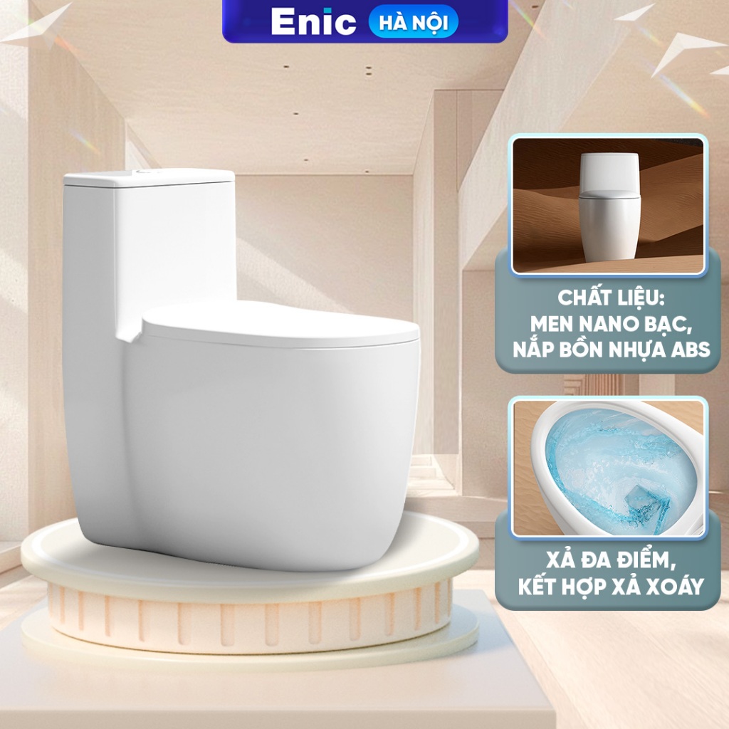 Bồn cầu liền khối ENIC M62, V68 phủ men kháng khuẩn xả đa điểm tiết kiệm nước