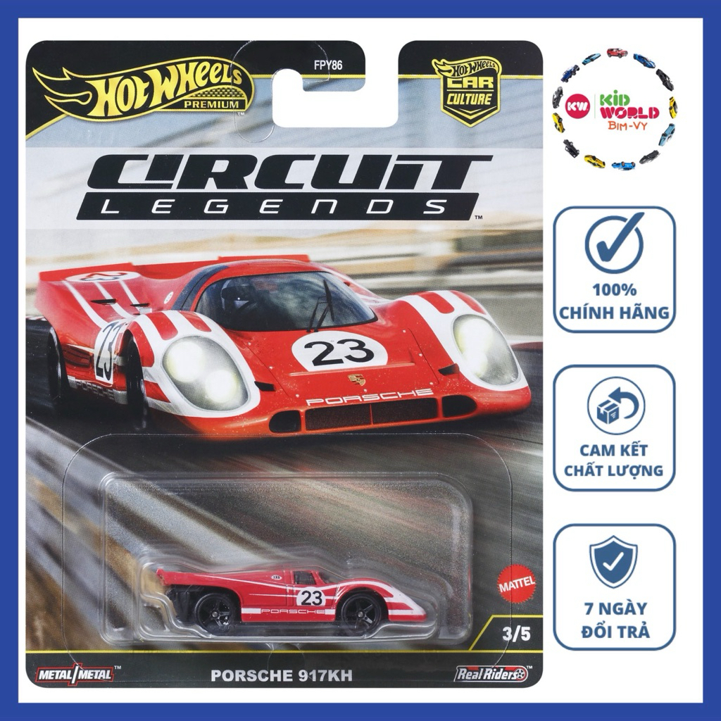 Xe mô hình Hot Wheels Premium Circuit Legends Series Porsche 917KH JBK63, bánh cao su.