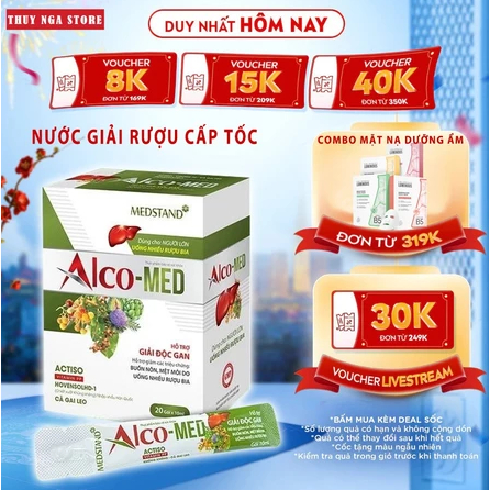 Gói uống giải rượu bia Alcomed mát gan Alco-med hộp 20 gói giải rượu Alco med