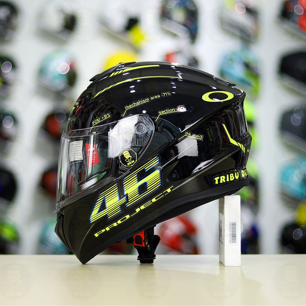 Mũ Fullface 2 kính Yohe 981 Dán Tem Decal AGV Project 46 Vàng