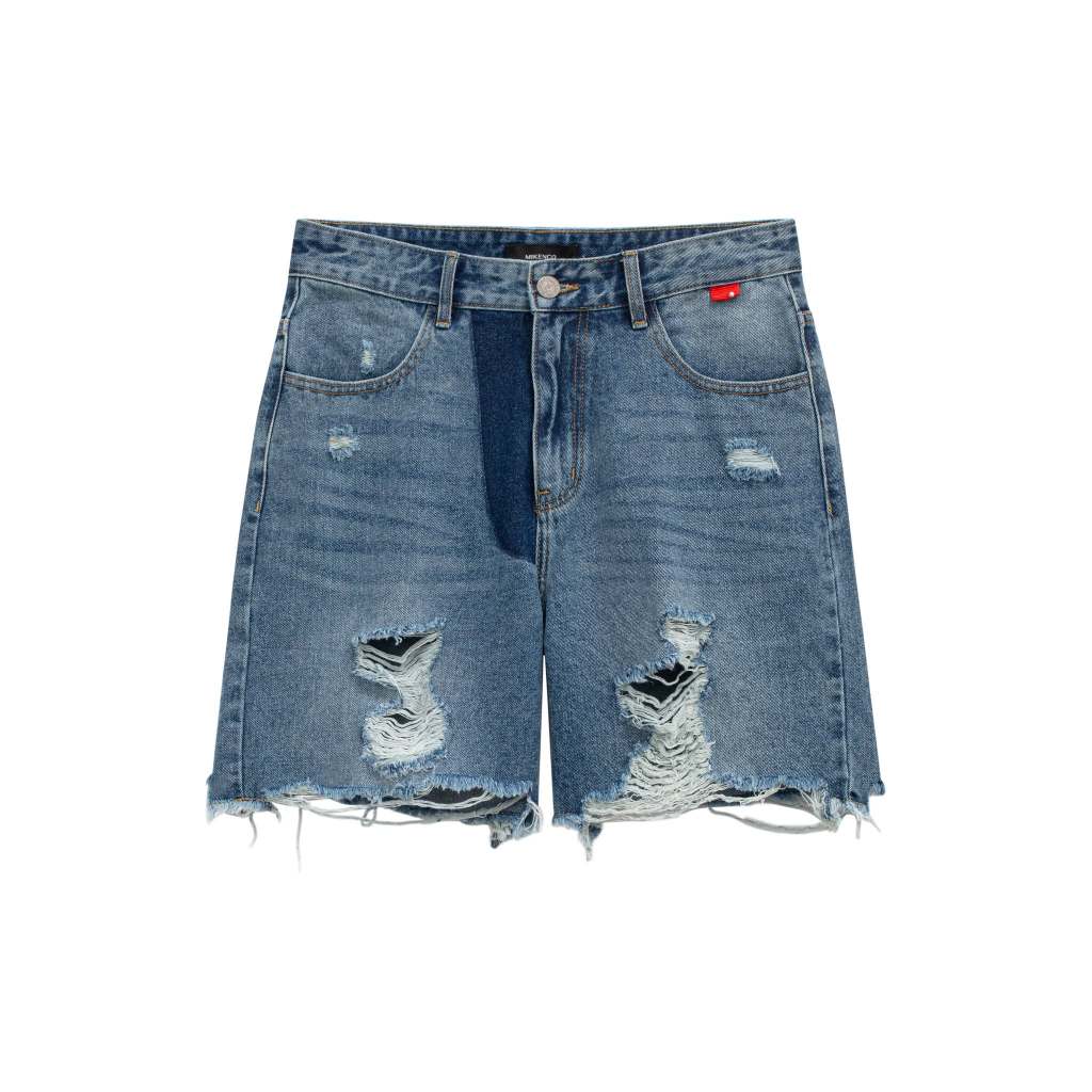 Quần short denim unisex MIKENCO Distressed Wash Short