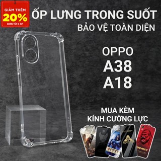 Ốp lưng Oppo A38, A18 Cowcase trơn trong suốt | Ốp điện thoại Oppo dẻo bảo vệ camera đt toàn diện