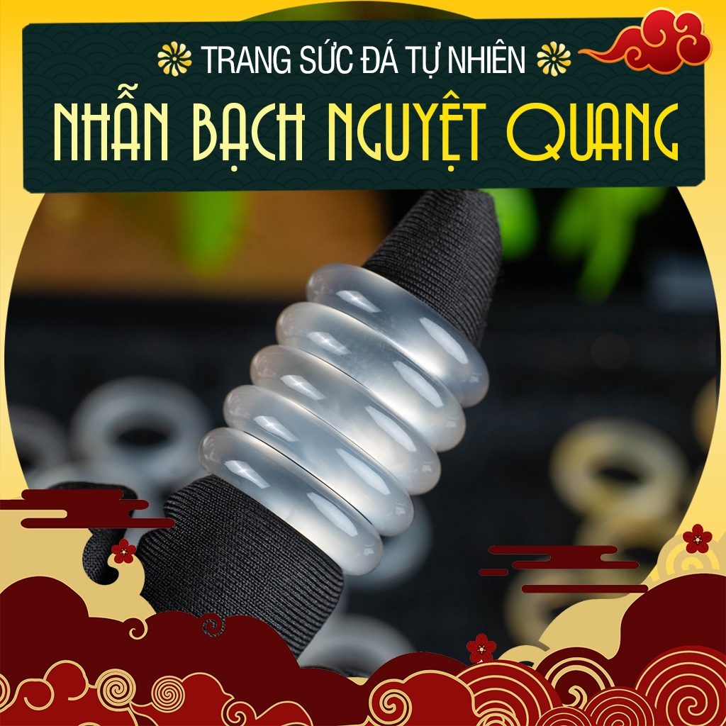  Nhẫn Bạch Nguyệt Quang Đá Mã Nao Tự Nhiên Tông Ánh Trăng Mọng Mịn Sang Trọng Cho Các Nàng Nữ Tính 