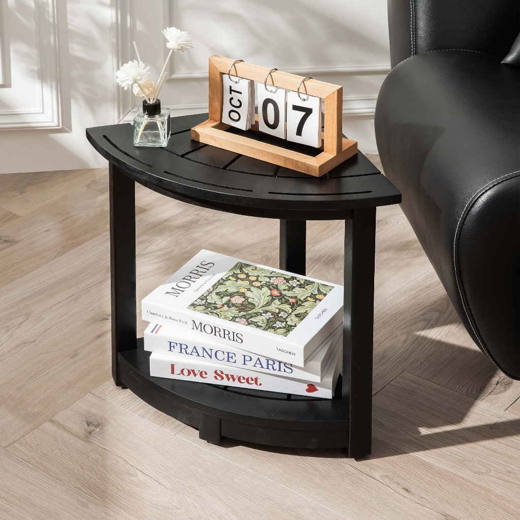 Kệ Góc Tường Gỗ Tràm 2 Tầng Tam Giác – Kệ Trà Sofa, Đầu Giường, Kệ Góc Nhà Tắm Tiết Kiệm Diện Tích