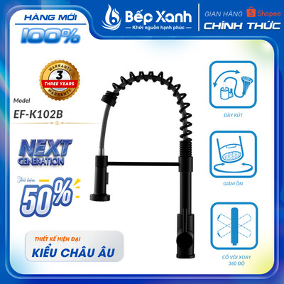 [FREESHIP HCM] Vòi Rửa Chén Nóng Lạnh Ecalite EF-K102B - Màu Đen
