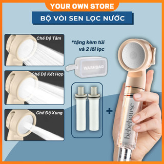 🔥FREESHIP🔥Bộ Vòi Sen Tắm Tăng Áp Kèm 2 Lõi Lọc HT047  (Tặng Kèm Túi Đựng)