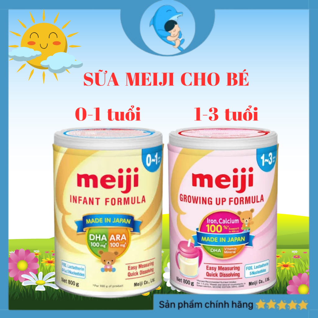 Sữa Meiji nhập khẩu chính hãng Hỗ trợ cho bé phát triển toàn diện số 0-1 và 1-3 Lon 800g MECAHEO