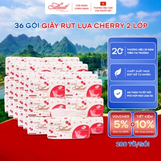   Combo 36 gói  khăn giấy rút lụa SILKWELL Cherry 280 tờ 2 lớp giấy ăn cao cấp mềm mịn siêu dai 