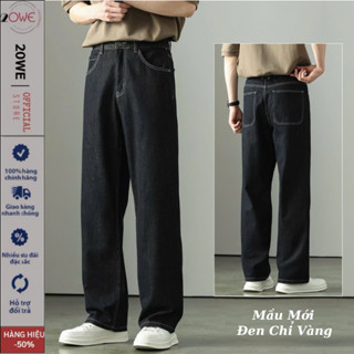  Quần Bò nam ĐEN CHỈ VÀNG Ống Rộng DN01 dáng Quần jean nam màu đen suông đứng chất demin style hàn quốc 2025 - 20WE 