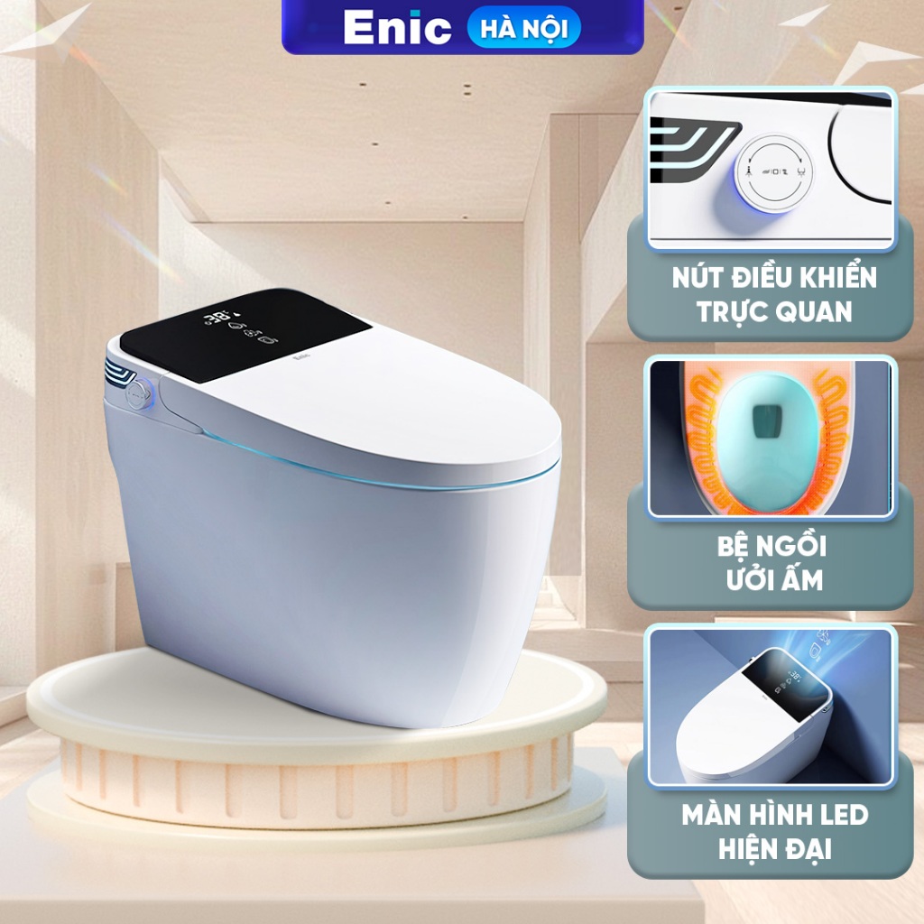 Bồn cầu thông minh Enic Smart D UPGRADED tự động lật, cảm biến chân nâng cấp, đèn diệt khuẩn tia UV,