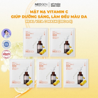Combo 5 Mặt Nạ Serum x3 Dưỡng Trắng Mờ Thâm Neogen Real Vita C 22% Mask 28g