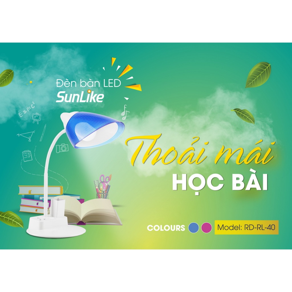 ĐÈN BÀN LED RẠNG ĐÔNG RD-RL-40 8W – CÓ Ổ CẮM & ỐNG CẮM BÚT, BẢO VỆ THỊ LỰC CHO BÉ