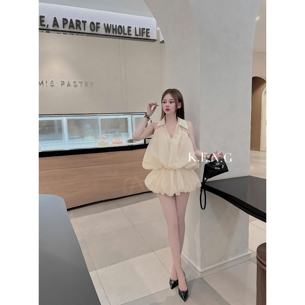 Set Váy Voan Dáng Phồng Cổ Bẻ – Thiết Kế Bánh Bèo Nữ Tính Mặc Đi Chơi, Dạo Phố, Dự Tiệc Hot Trend 2025 | BigBuy360 - bigbuy360.vn