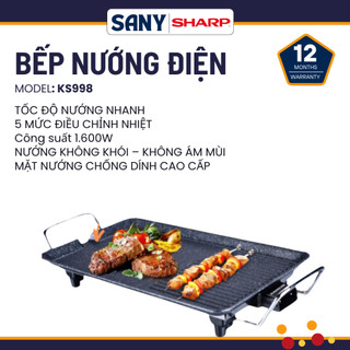  Bếp nướng điện không khói SHAP KS998 công suất 1600W vỉ nướng điện BBQ 6 mức chỉnh nhiệt 