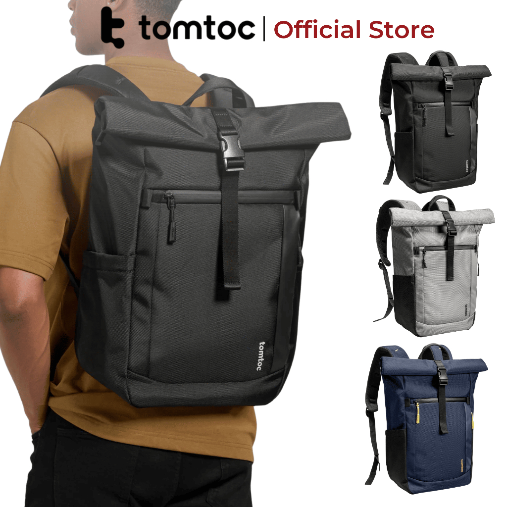 Balo laptop Tomtoc Rolltop T61 cho macbook/ laptop 17.3 inch, chính hãng, chống sốc, chống thấm nước | BigBuy360 - bigbuy360.vn