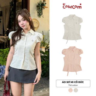  Áo Sơ Mi Cổ Đức Chiết Eo Tay Nhí Caily Shirt Bycamcam Nữ Tính Phong Cách Hàn Quốc AMN026 