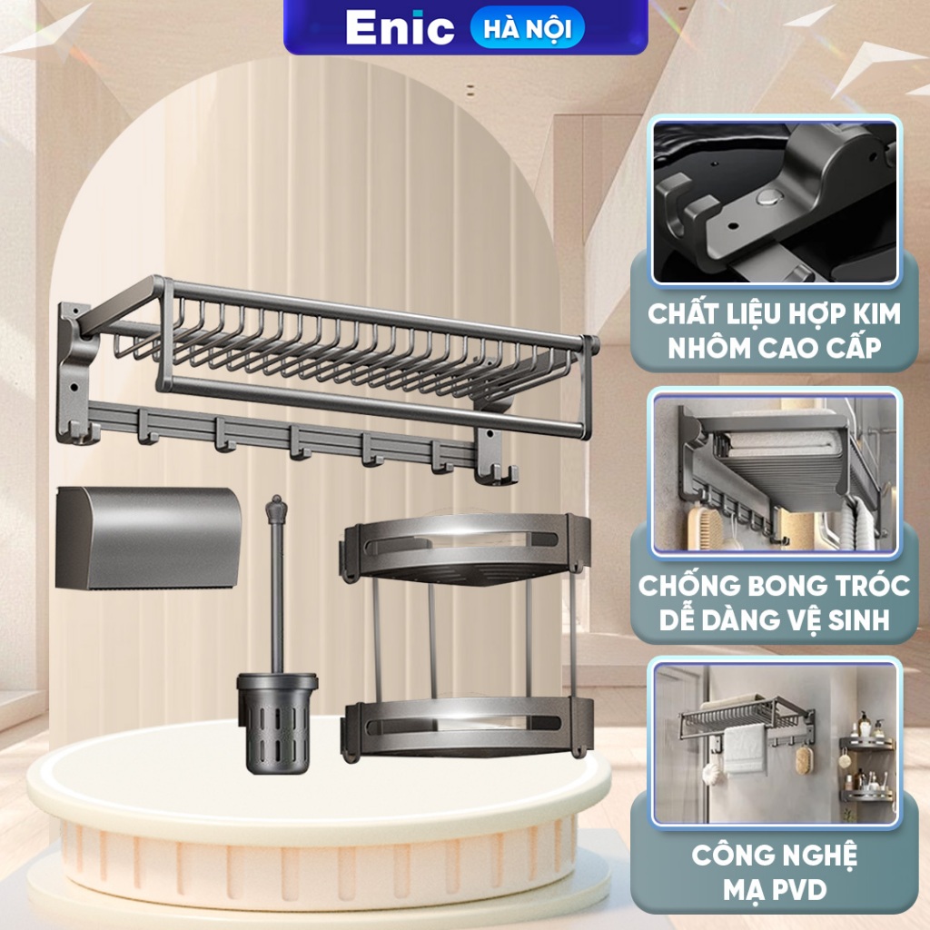 Combo phụ kiện phòng tắm cao cấp Enic S03, S04, A07, sang trọng, chống hoen gỉ, chịu được tải trọng 