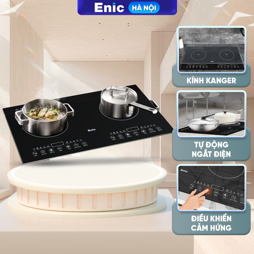 Bếp từ đôi cảm ứng 1 chạm Enic, bếp từ cao cấp tiện ích không gian bếp