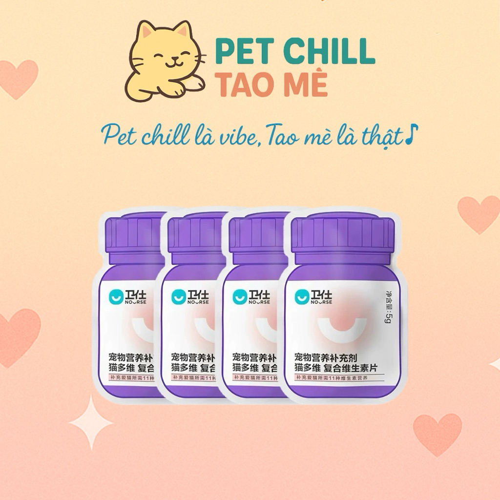 Vitamin Nourse 11 cho mèo dinh dưỡng tăng cân ăn uống ngon miệng cho mèo Petchilltaome NM11 (5gr)