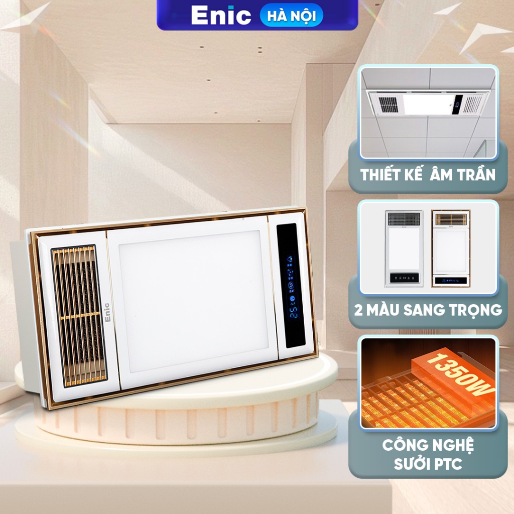 Đèn điều hoà phòng tắm âm trần Enic KV - sưởi ấm, thông gió, chiếu sáng, quạt mát, hút ẩm, màn hình 