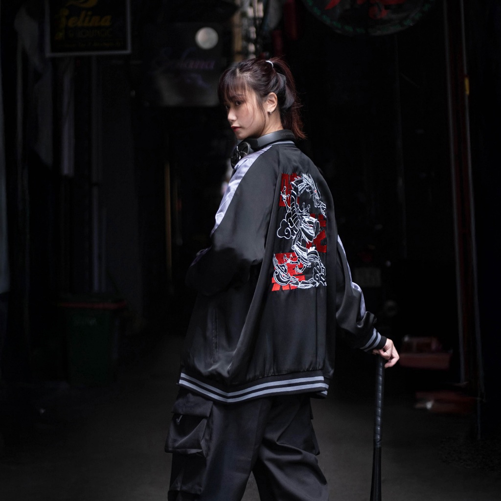 Áo Khoác Sukajan Nam Nữ Unisex Oversized Vải Phi Hình Thêu Ryuga | BigBuy360 - bigbuy360.vn