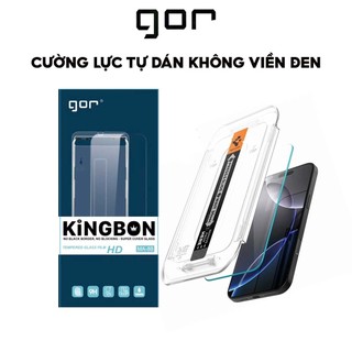  Kính Cường Lực Trong Suốt Không Viền Đen Có Khung Trợ Dán Chính Hãng GOR Dùng Cho IP 12-13-14-15-16 