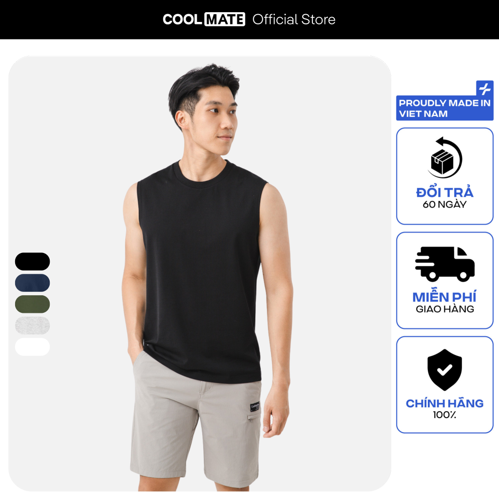 Áo sát nách cotton compact logo Coolmate