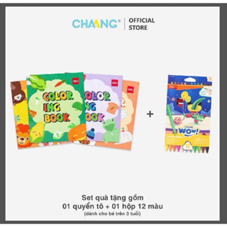 [CHAANG - Cho bé từ 3Y] Quà tặng hộp 12 màu + 1 quyển sách tập tô Deli cho bé