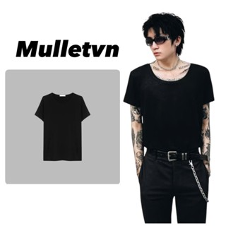 Áo Thun Cổ Rộng Nam Nữ - Áo Phông Trơn Basic Tay Ngắn Vải Cotton Mềm Slimfit Màu Đen, Trắng