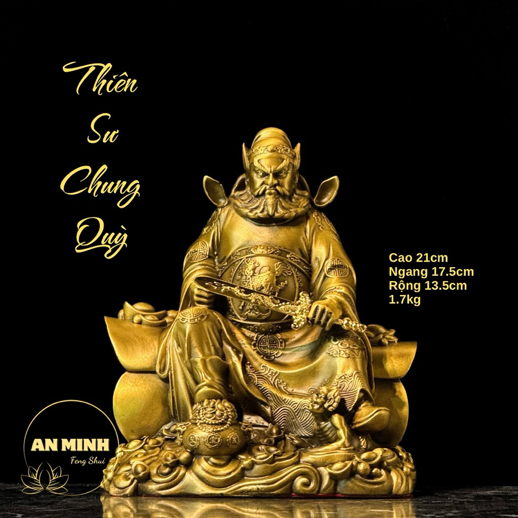 Thiên Sư Chung Quỳ Cao 21cm - Tượng Đồng Thờ Cúng - Tượng Đồng Vàng Cao Cấp