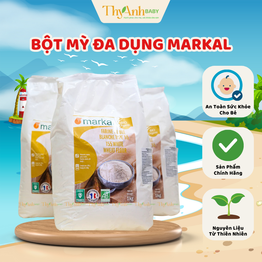 Bột Mỳ Trắng Đa Dụng T55 Hữu Cơ Markal 1kg - Pháp