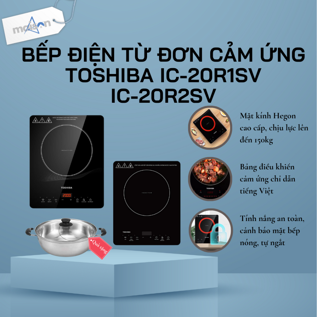 [Tặng nồi lẩu inox] Bếp điện từ đơn cảm ứng Toshiba IC-20R1SV | IC-20R2SV | 2000W  - Bảo Hành 12 Thá