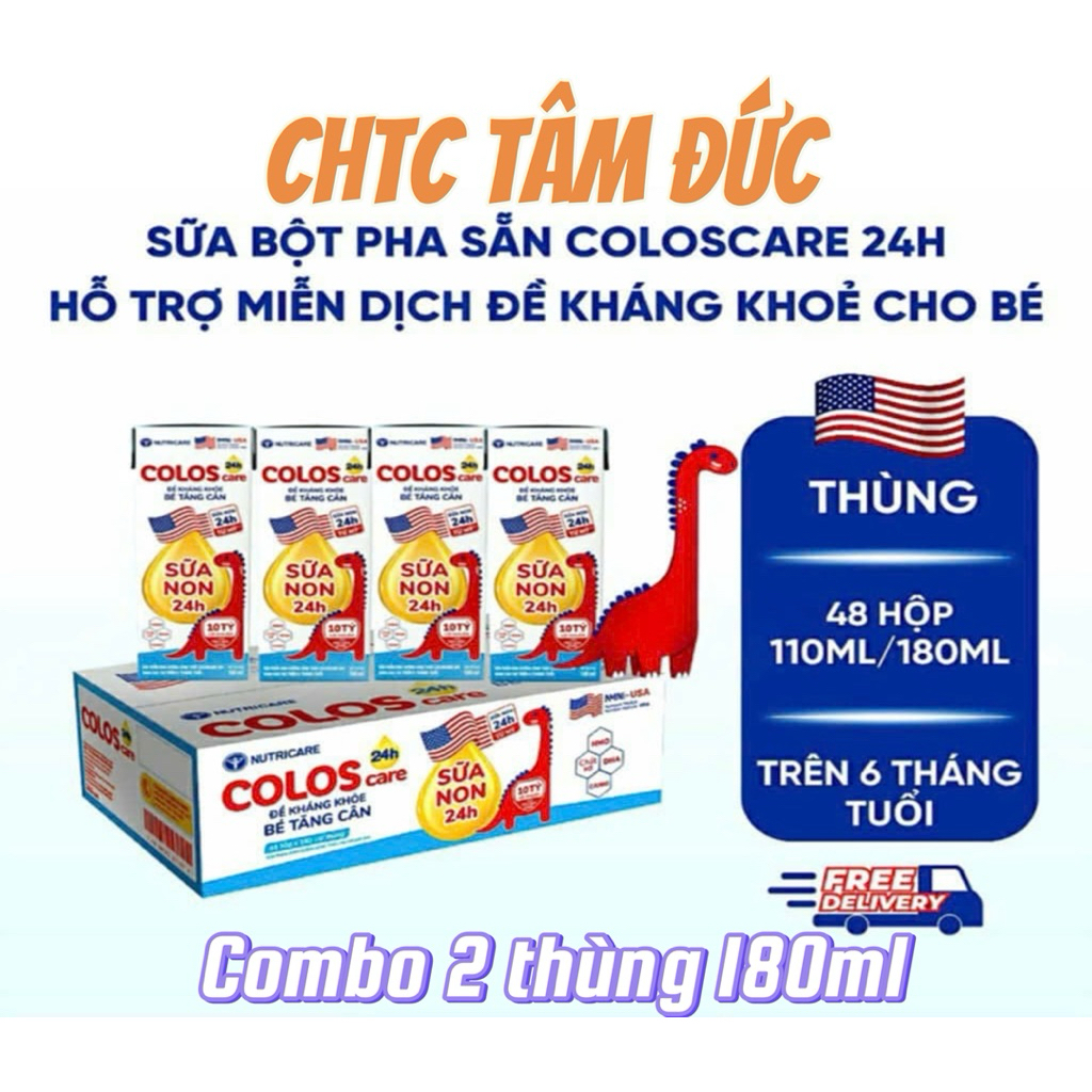 Combo 2 Thùng Sữa dinh dưỡng pha sẵn ColosCare 24h 180ml