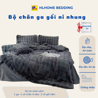  Bộ chăn ga nỉ lông hồ li  HLHOME full màu cao cấp mềm mịn bồng bềnh không tích điện 