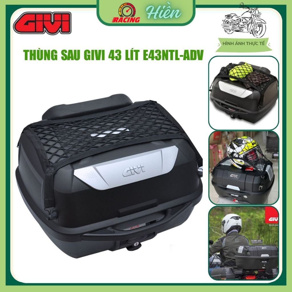 THÙNG SAU GIVI 43 LÍT E43NTL-ADV CÓ LƯỚI RÀNG ĐỒ ĐỰNG  NÓN BẢO HIỂM CHÍNH HÃNG BH 2 NĂM