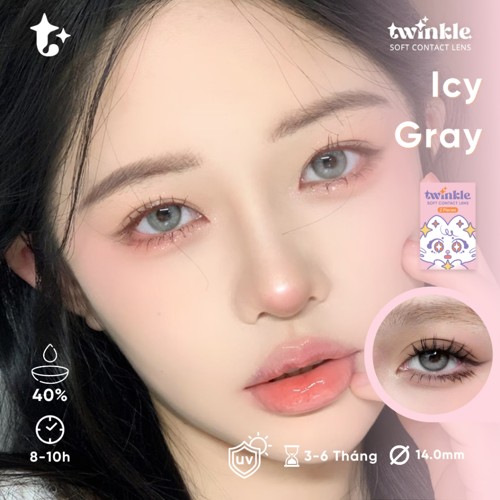 Kính áp tròng xám bạc siêu tây Icy Gray lens twinkle