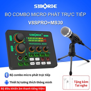 [ SIBORIE] V8SPRO soundcard Livestream ,Thu Âm Thích hợp cho Điện thoại Di Động và Máy Tính Tặng kẹm jack 3.5 , sạc