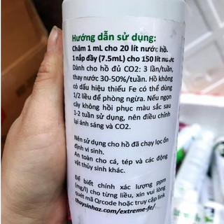 Phân nước cung cấp vi lượng Sắt Extreme Fe+, giúp cây thủy sinh lên màu đẹp, phát triển khỏe mạnh