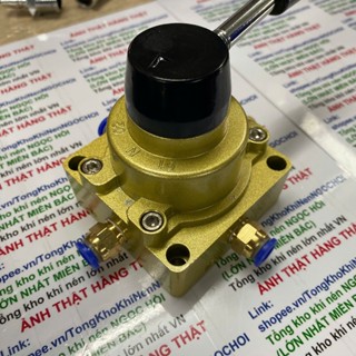  ẢNH THẬT VAN GẠT TAY KHÍ NÉN HV-02  Ren 13mm   CÓ SẴN KÈM BỘ CÚT NỐI GIẢM ÂM  Van gạt hơi điều khiển xilanh khí HV02 