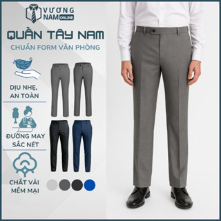 Quần tây nam công sở trung niên đẹp vải không phai, Quần âu nam đen ống đứng VNO30