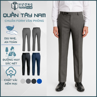 Quần tây nam trung niên ống đứng công sở đẹp vải không phai, Quần âu nam đen VNO30