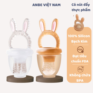 Túi Núm Nhai Hoa Quả Silicon Tai Thỏ Cho Bé Tập Ăn Dặm Chống Hóc Kiểm Định An Toàn ANBE Việt Nam